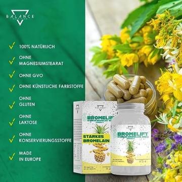 BROMELIFT® Bromelain 2500 GDU/g (DETOX DRAINAGE DIÄT ENTHALTEN) - 120 TABLETTEN | Bromelain Hochdosiert | 5,000 FIP high dose | Bromelain Kapseln, Detox Kur, mit Fenchel, Grüner Tee, Vegan - 6